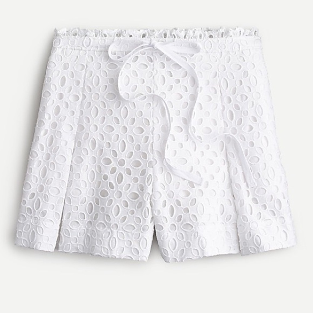 JCrew Tie-waist short in embroidered eyelet